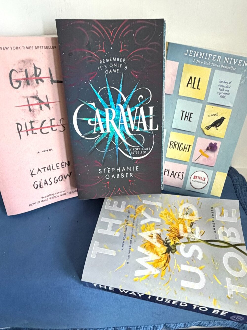 New Lot 4 Best Selling Books Caraval Way I Used to Be All Bright Places Pieces